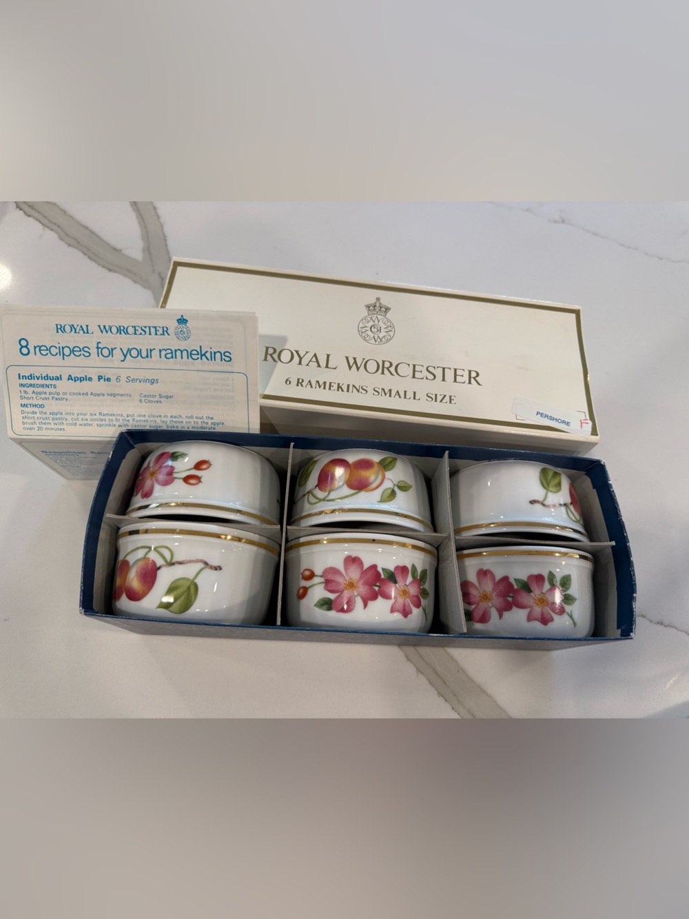 Royal Worcester Pink Floral Porcelain Ramekins - Set of 6 NWOT